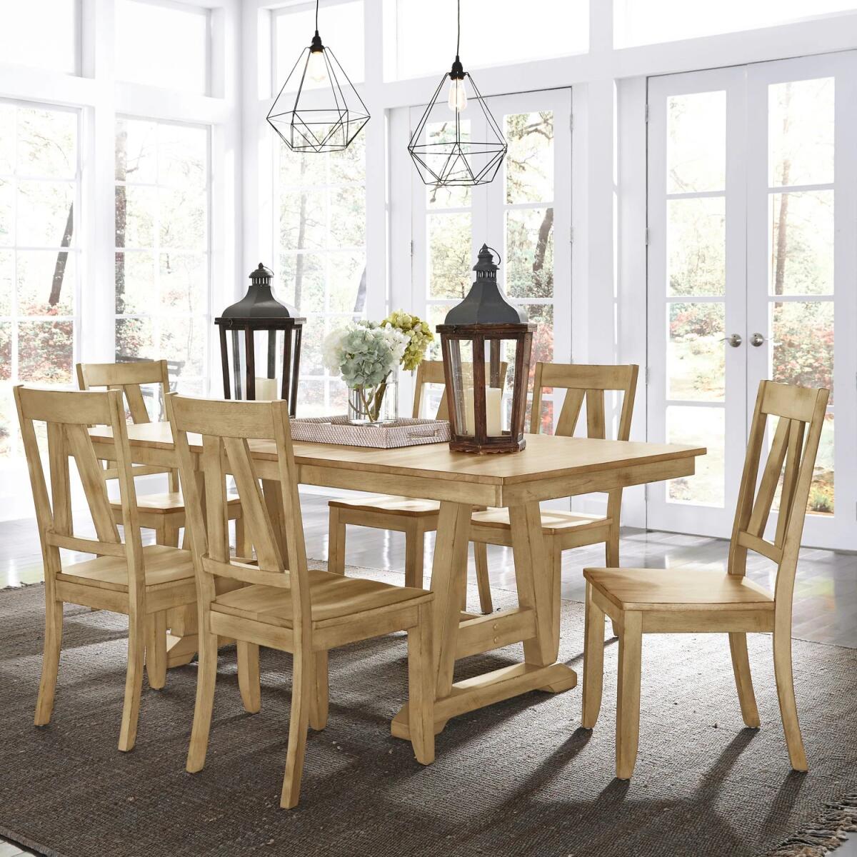 af17505cca1849f08373519d336cfc0d Lindsey Farm 7 Piece Trestle Table Set - Image 1