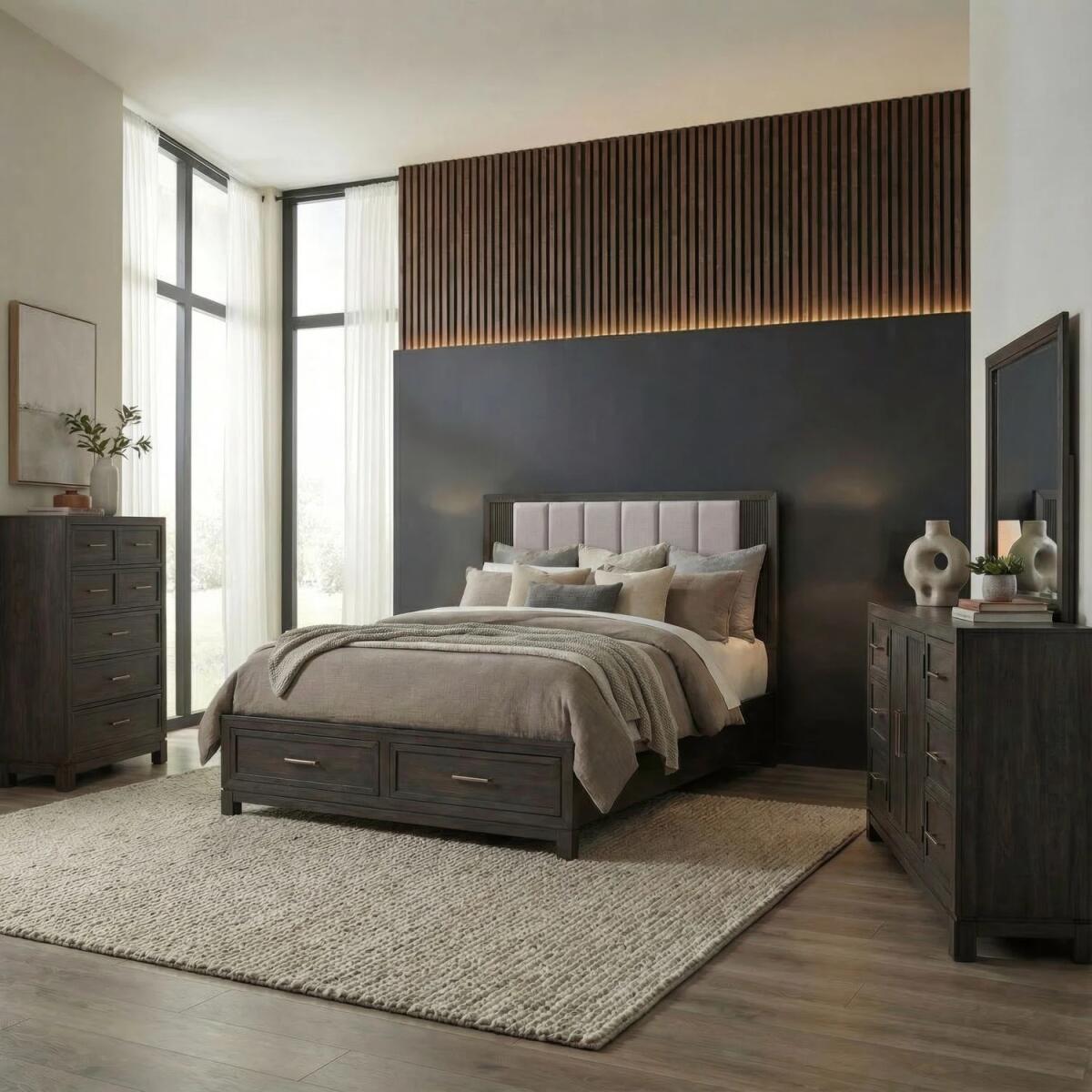 e254ec87ef29addd345a15dd9d1048b6 Queen Storage Bed, Dresser & Mirror, Chest - Image 1
