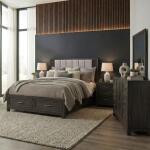 King Storage Bed, Dresser & Mirror, Night Stand