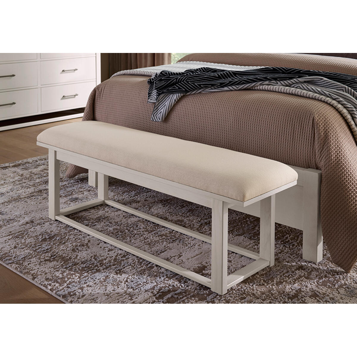 611299ca32518846b97e3d70144af11d Lodge & Loft Uph Bench - Ivory Cream - 844-080I - Image 1