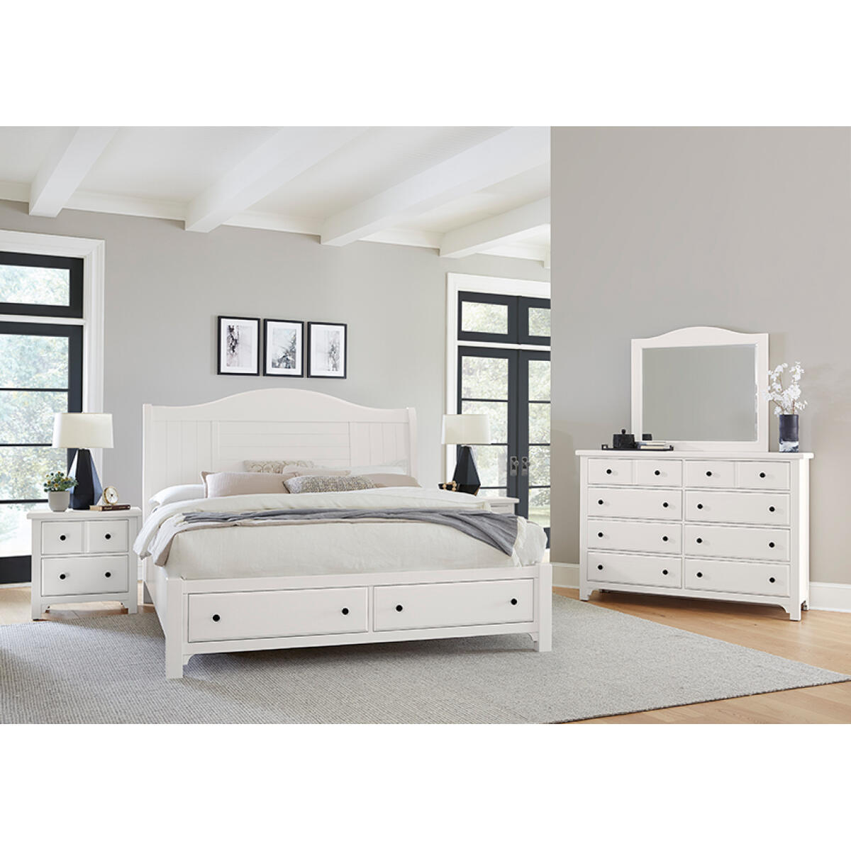 c790f89ca79cb94240e258b8d2d89b74 Cool Farmhouse Sleigh Bed W/ Storage Footboard - 804-553-050B-502-555; 804-663-066B-502-666 - Image 1