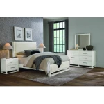 Lodge & Loft Cal King Wood Trim Upholstered Bed - Ivory Cream Fabric - 844-661I-166I-944-MS1 - Image 2