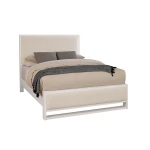 Lodge & Loft Cal King Wood Trim Upholstered Bed - Ivory Cream Fabric - 844-661I-166I-944-MS1