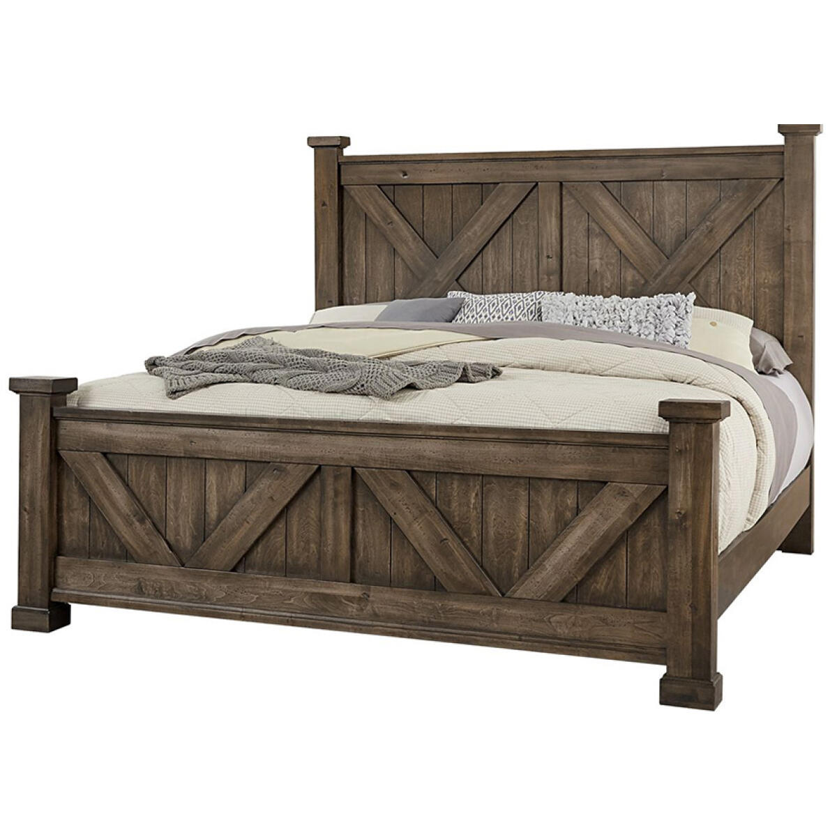 2fc1e77ff050f56bc44a954bcf3827bb Cool Rustic X Bed With X Footboard - 170-667/766/944/MS2 - Image 1