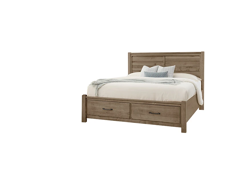 3a653810db973ca5a3660c2344f2d984 Cool Rustic King Plank Bed With Footboard Storage - 172-668-066B-502-666 - Image 1