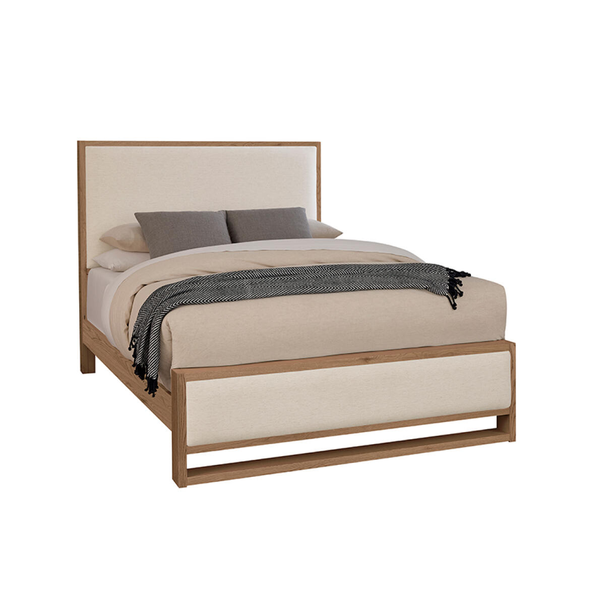 40ee1d3ced4581cd0754b816015073ac Lodge & Loft Cal King Wood Trim Upholstered Bed - Ivory Cream Fabric - 842-661I-166I-944-MS1 - Image 1