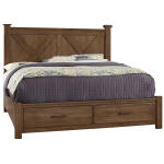 Cool Rustic X Bed With Footboard Storage - 174-557/050B/502/555T
