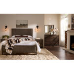 Lodge & Loft Wood Trim Upholstered Bed - Sedona Brown Fabric - 840-551Y-155Y-922 - Image 2
