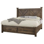 Cool Rustic X Bed With Footboard Storage - 170-667/066B/602/602T