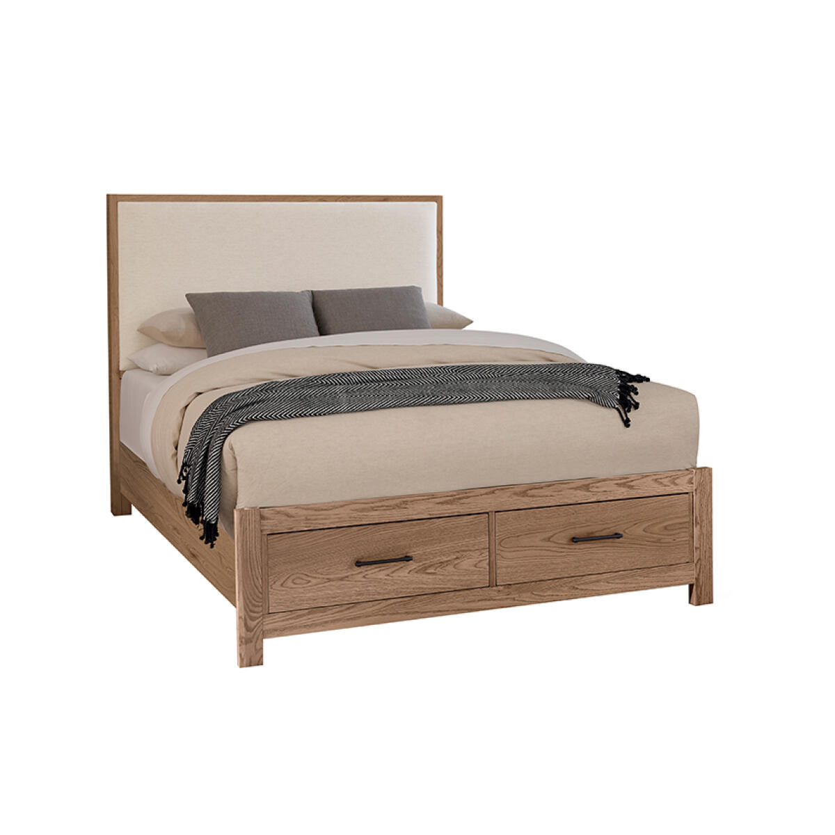 459554527d42f5304c31710d14c0613b Lodge & Loft Wood Trim Upholstered Storage Bed - Ivory Cream Fabric - 842-551I-050B-502-555 - Image 1