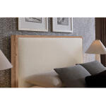 Lodge & Loft Cal King Wood Trim Upholstered Bed - Ivory Cream Fabric - 842-661I-166I-944-MS1 - Image 5