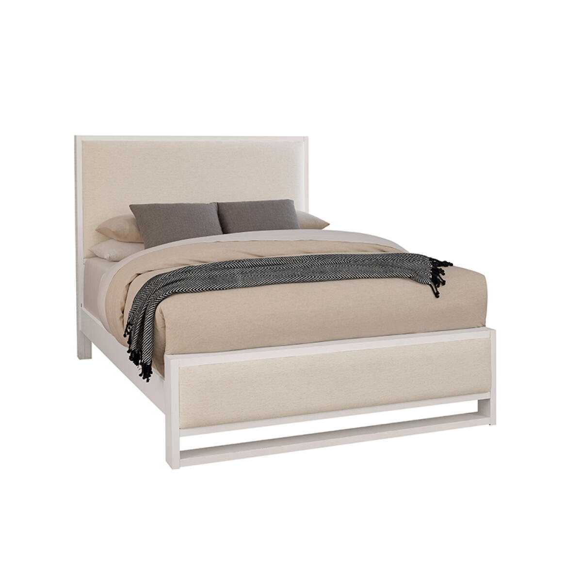 56935c0307f54aae5fc208eecef31a9f Lodge & Loft Wood Trim Upholstered Bed - Ivory Cream Fabric - 844-551I-155I-922 - Image 1