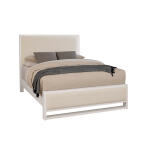 Lodge & Loft Wood Trim Upholstered Bed - Ivory Cream Fabric - 844-551I-155I-922
