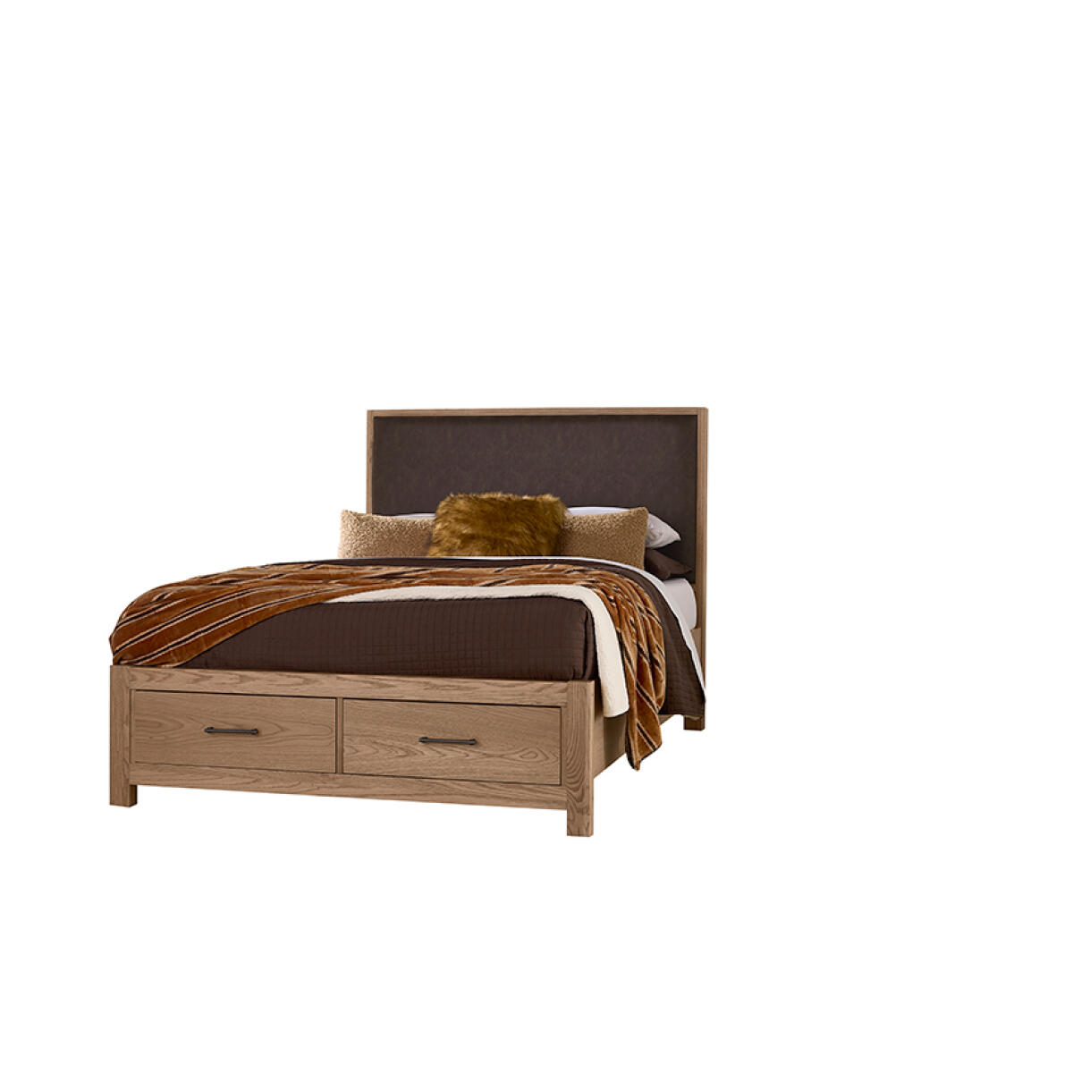 56afaa6e67d0c403a8fbb3d523b102e2 Lodge & Loft Wood Trim Upholstered Storage Bed - Sedona Brown Fabric - 842-551Y-050B-502-555 - Image 1