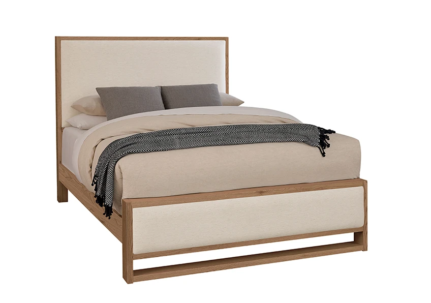 5856e2d647c15beb280ed11c4f2f6146 Lodge & Loft King Wood Trim Upholstered Bed - Ivory Cream Fabric - 842-661I-166I-922-MS1 - Image 1