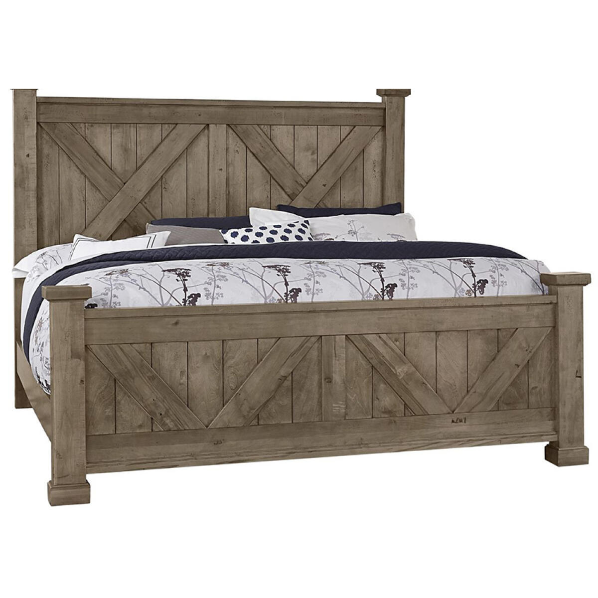 6c9cc84ba814905c33ea41255d125b8d Cool Rustic X Bed With X Footboard - 172-557/755/922 - Image 1