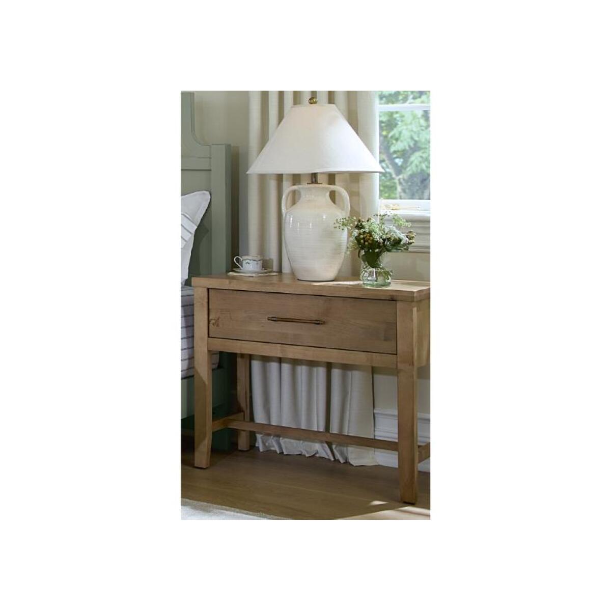 851e3c1c569f229c7f0f9b0c218cdb6b Pure Maple Bedside Table - 1 Drawer - 182-228 - Image 1