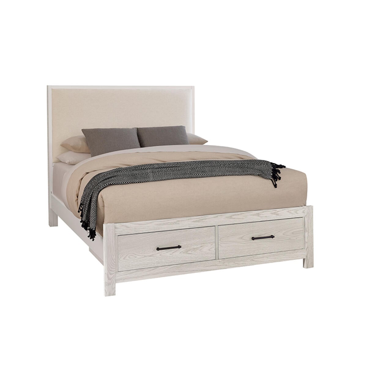 9bc6368772887c4fcb38689350b3c477 Lodge & Loft Wood Trim Upholstered Storage Bed - Ivory Cream Fabric - 844-551I-050B-502-555 - Image 1
