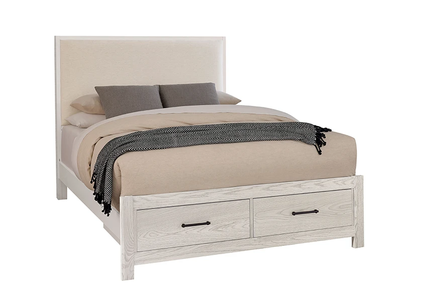 9bc6368772887c4fcb38689350b3c477 Lodge & Loft Wood Trim Upholstered Storage Bed - Ivory Cream Fabric - 844-551I-050B-502-555 - Image 1