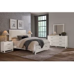 Lodge & Loft Wood Trim Upholstered Storage Bed - Ivory Cream Fabric - 844-661I-066B-502-666 - Image 2