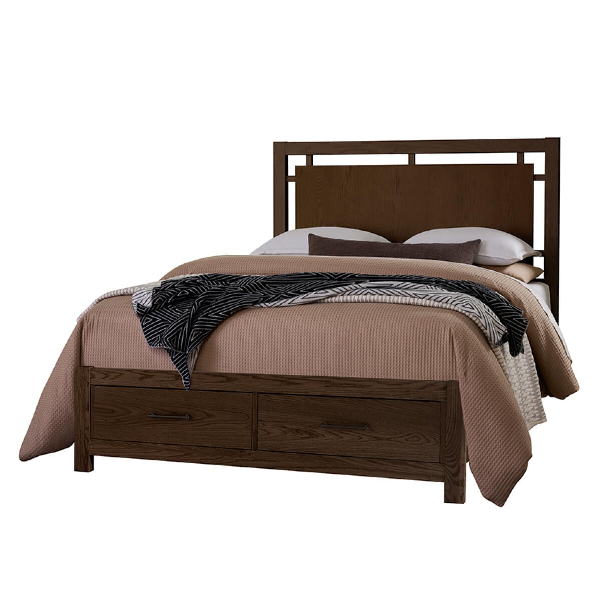 b1e1b9bc0a7b24e2cd56b0891403cc29 Lodge & Loft Queen Floating Panel Bed With Footboard Storage - 840-557-050B-502-555 - Image 1