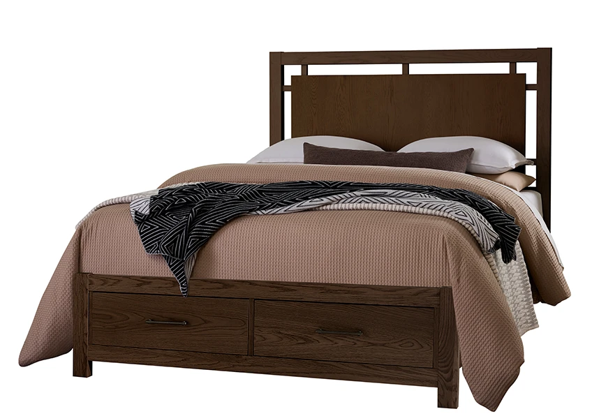 b1e1b9bc0a7b24e2cd56b0891403cc29 Lodge & Loft Queen Floating Panel Bed With Footboard Storage - 840-557-050B-502-555 - Image 1