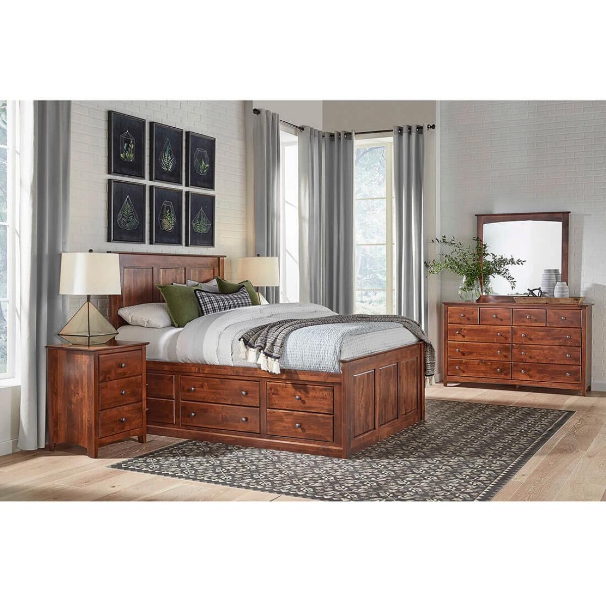 ecb0efdabae6cea1c0e04f21b675b637 Shaker Chest Bed - Tall 6 Drawer / 3 Drawer Pedestal & Raised Panel HB / FB - 60270 - Image 1