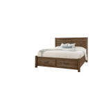 Cool Rustic Queen Plank Bed With Footboard Storage - 170-558-050B-502-555