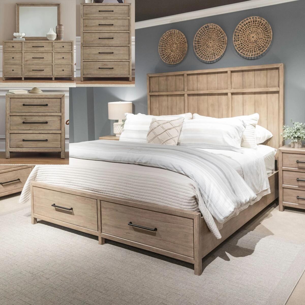 18cf46b4c93e8c2774e291eadded5c02 Proximity Place Queen Storage Bed, Dresser & Mirror, Chest, Night Stand - Image 1
