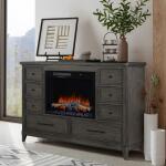 Fireplace TV Consoles 939B 8 Drawer Dresser w/ Fire FTS