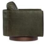 Owen Exposed Wood Leather Swivel Chair - Image 3