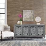 Marisol 74 Inch 4 Door Accent TV Stand - Blue