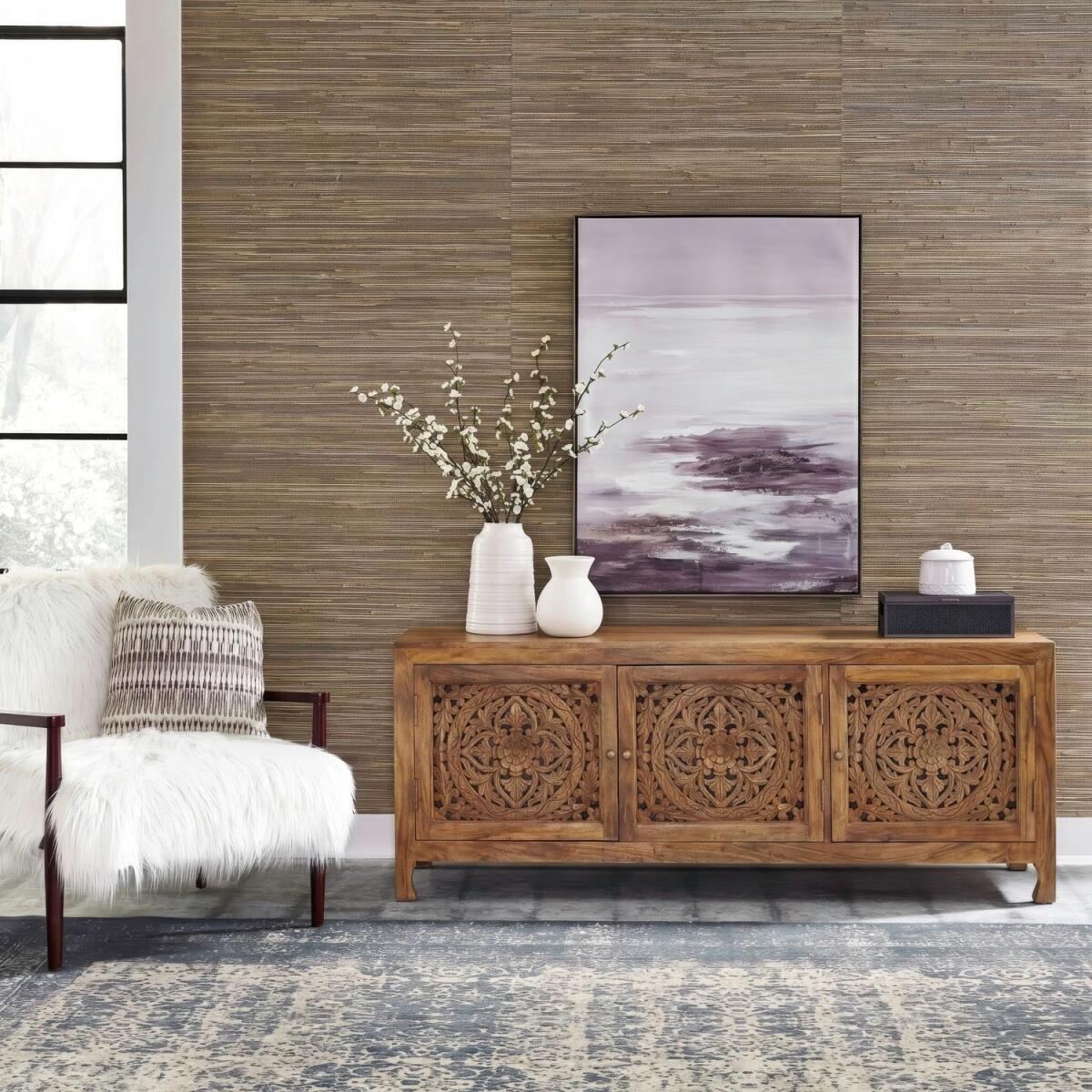 550862a743096233af49009b797522d2 Marisol 65 Inch 3 Door Accent TV Stand - Brown - Image 1