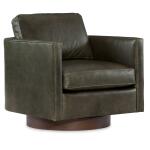 Owen Exposed Wood Leather Swivel Chair - Image 2