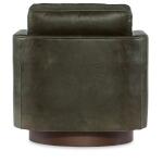 Owen Exposed Wood Leather Swivel Chair - Image 4