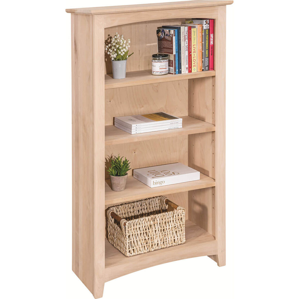 9b7f6d4ef257f011e20dcc3c69cd2ab8 Shaker Bookcases Alder Bookcase 24 x 48 - 62448 - Image 1