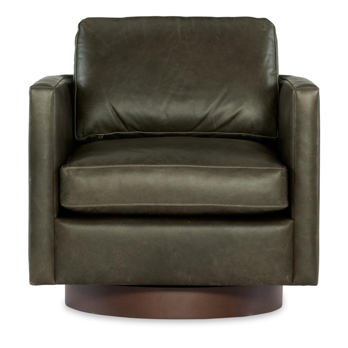 b9b12232520704b3355b8e5092671598 Owen Exposed Wood Leather Swivel Chair - Image 1