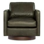 Owen Exposed Wood Leather Swivel Chair