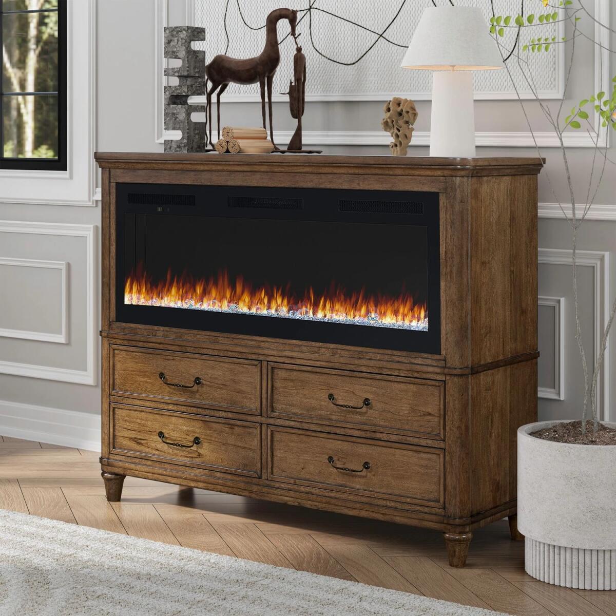 c6ccec4d98839e3425cd59aaa391d9c2 Fireplace TV Consoles 336 2 Drawer Chest w/ Fire FTS - Image 1