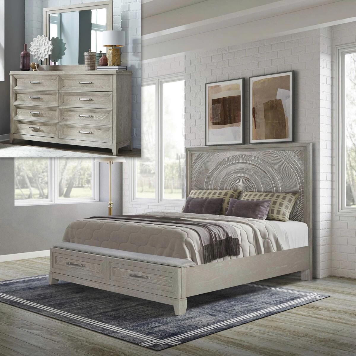 dea71a73a7c3725a7b56de411492095a Belmar Opt Queen Storage Bed, Dresser & Mirror - Image 1