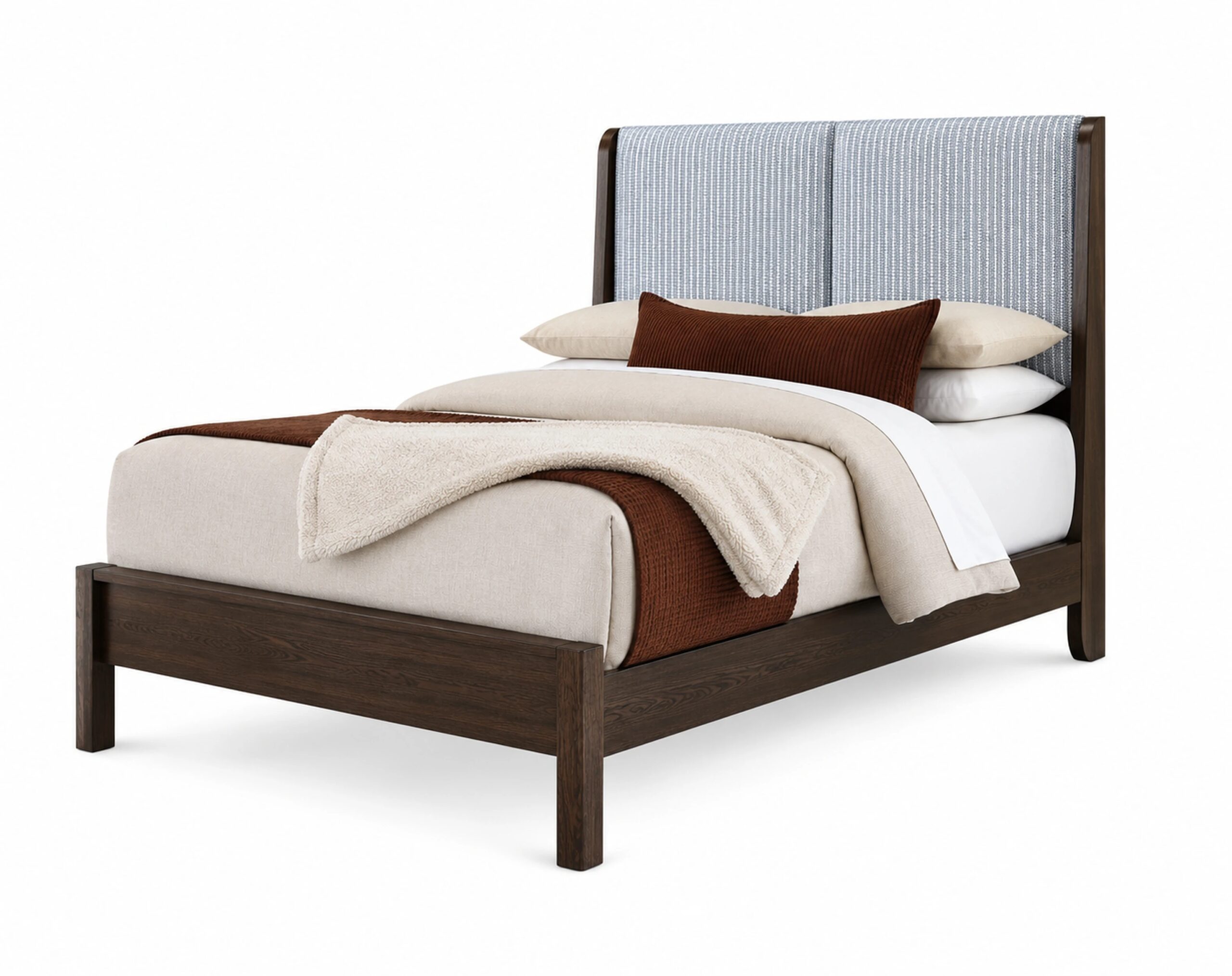 0fecbf0322c94ec6702384c6400dee99 Mercer Street King Shelter Uph Bed-navy Stripe - 860-663-366-063-722-MS1 - Image 1