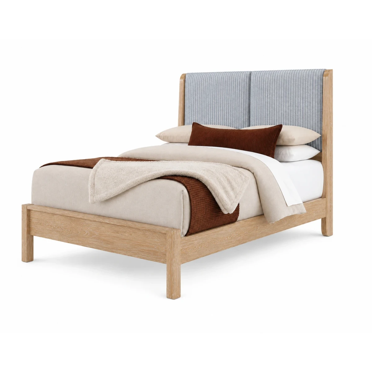 c29a38947281b0bbfbeac9602b366711 Shelter Upholstered Bed-navy Stripe - Image 1