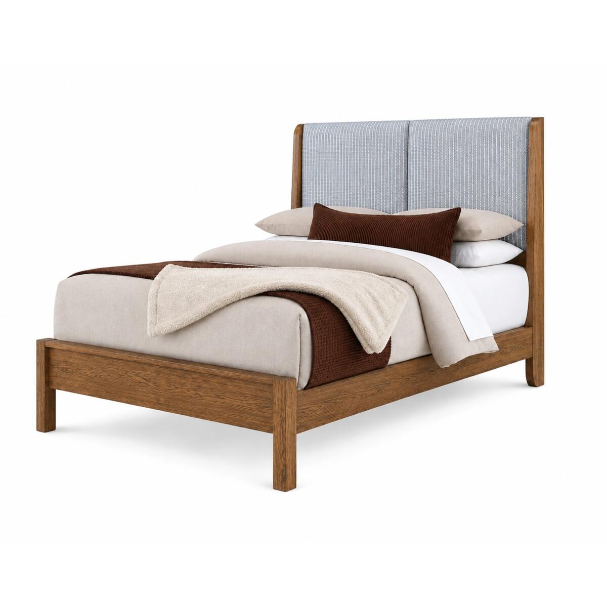 f2454109e92f16a1a40ead8ec6343b66 Mercer Street King Shelter Uph Bed-navy Stripe - 862-663-366-063-722-MS1 - Image 1