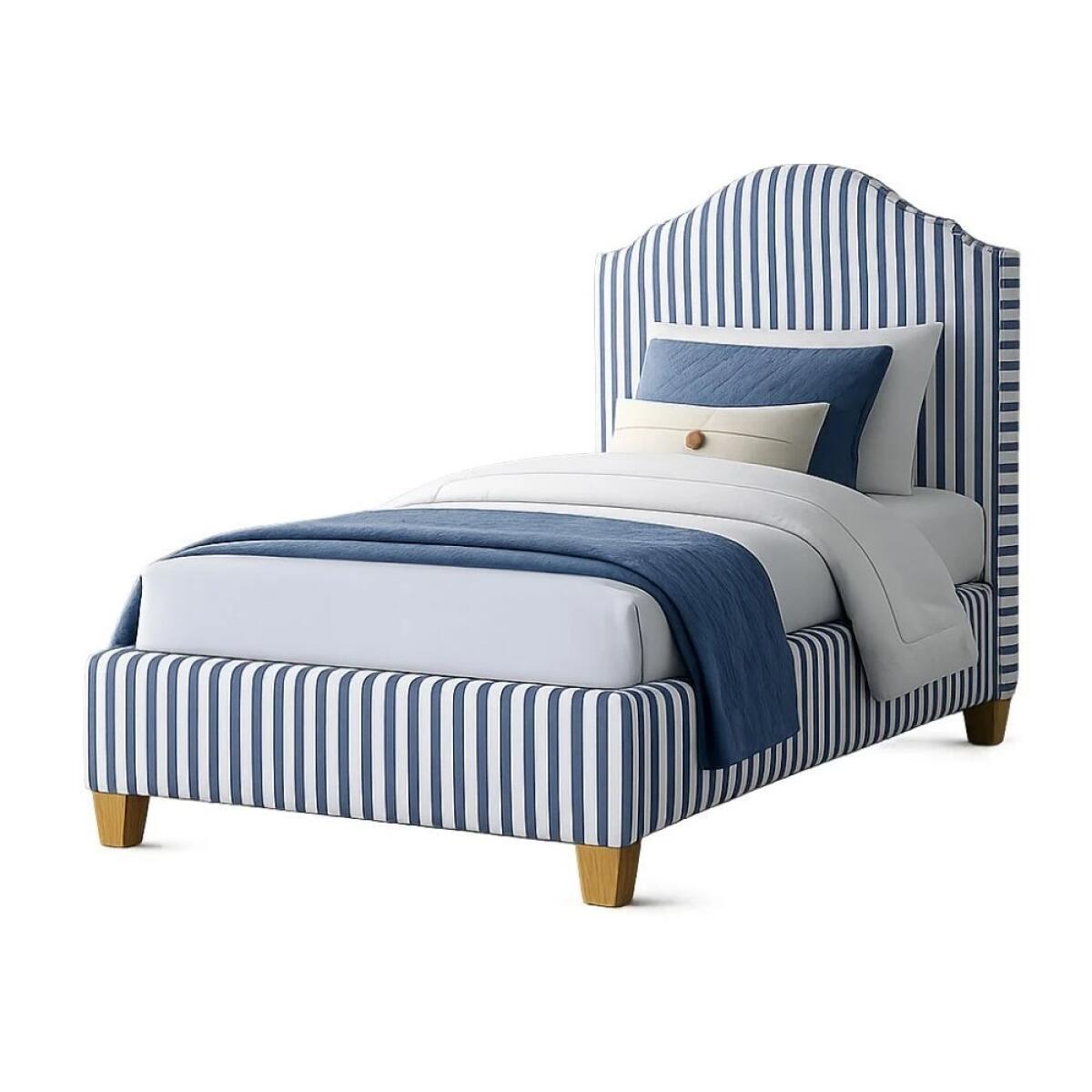 2db643dc80d22c5edbaafee0672c7f03 Tide & Timber Blue Stripe Twin Upholstered Bed - 830/831/833/834/835-331S - Image 1