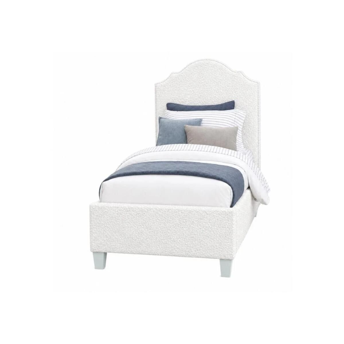 a2f4f565fc46e2a1813e6c51eac39d33 Tide & Timber White Boucle' Twin Upholstered Bed - 830/831/833/834/835-331W - Image 1