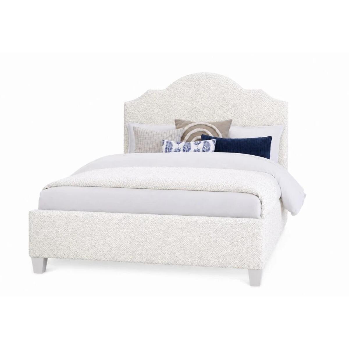 eae6a148b737081c1c6c1d38237bea5d Tide & Timber Queen White Boucle' Upholstered Bed - 830/831/834/835-551W - Image 1